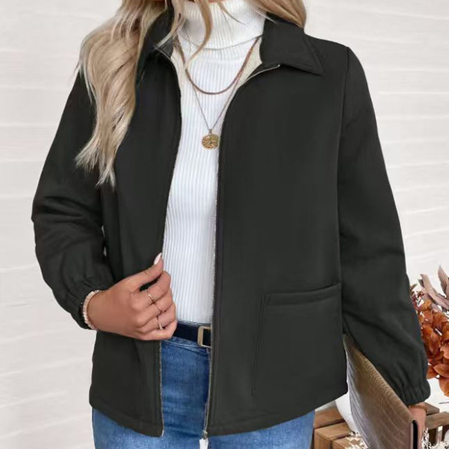 Elise – Fleece Zip-Up Lapel Jacket Hover Image