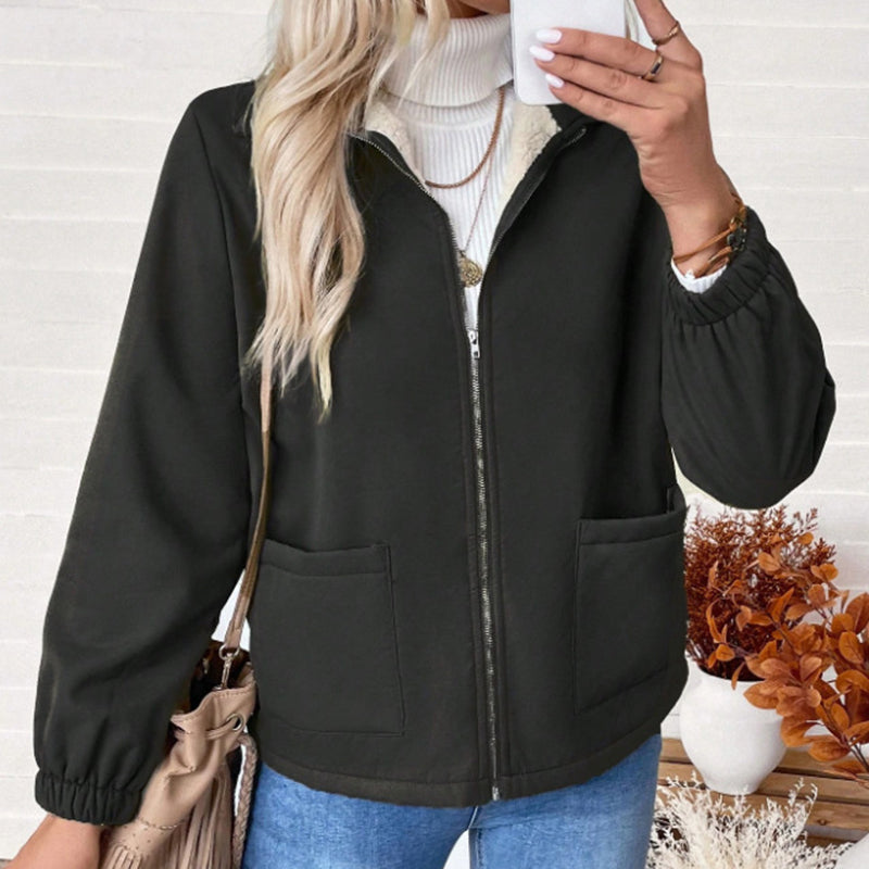 Elise – Fleece Zip-Up Lapel Jacket
