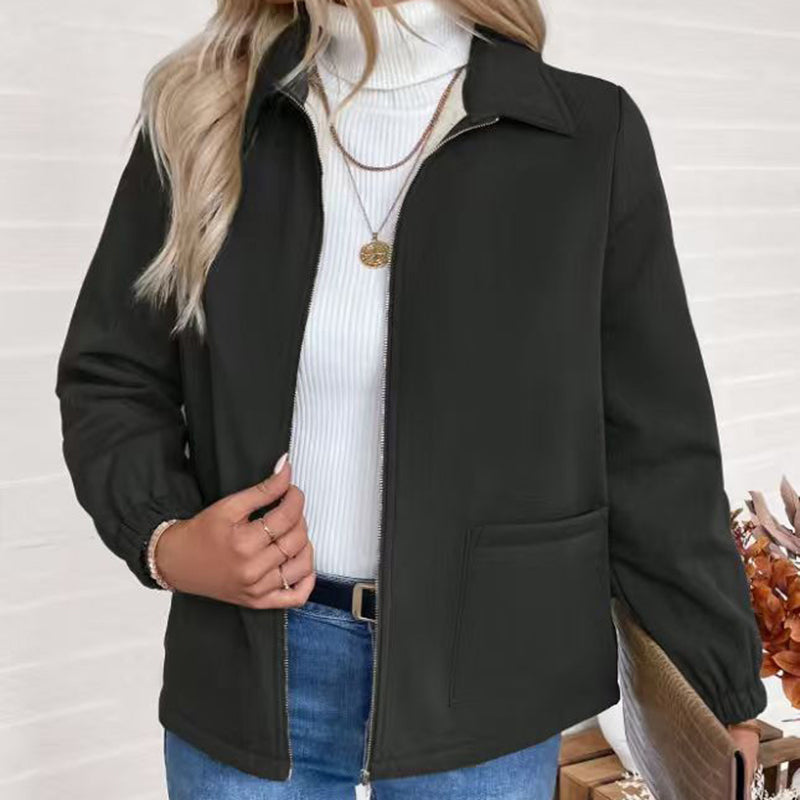 Elise – Fleece Zip-Up Lapel Jacket