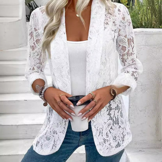 Elara – Lace Blouse Jacket Hover Image