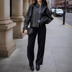 Rhea – Cropped Faux Leather Jacket