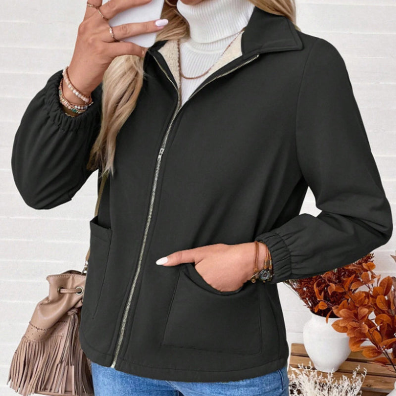 Elise – Fleece Zip-Up Lapel Jacket